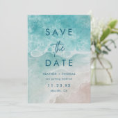 Carte Summer Ocean Blue Beach Elegance Save the Date (Debout devant)
