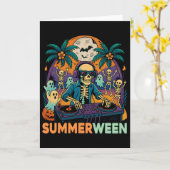 Carte Summerween Dj Skeleton Beach Party Halloween (Fleur jaune)