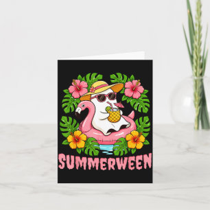 Carte Summerween Drôle Fantôme Halloween Été Floral