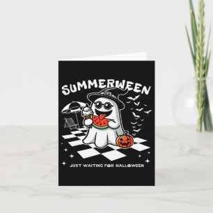 Carte Summerween Éffrayant Halloween Vibes d'été Citroui