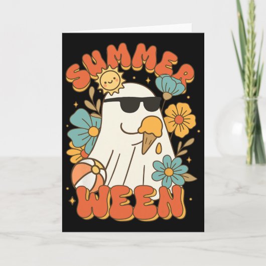 Carte Summerween Ghost Crème de glace mignonne drôle Hal (Devant)