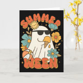 Carte Summerween Ghost Crème de glace mignonne drôle Hal (Fleur jaune)