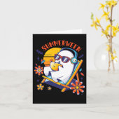 Carte Summerween mignon Fantôme d'été Éffrayant Hallowee (Fleur jaune)