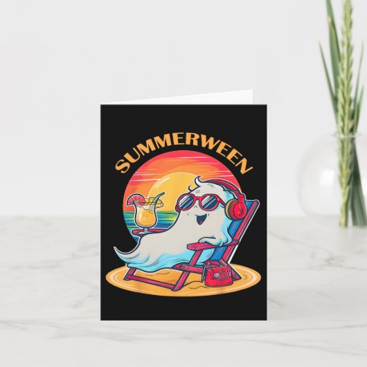 Carte Summerween mignon Fantôme d'été Éffrayant Hallowee (Devant)