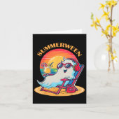 Carte Summerween mignon Fantôme d'été Éffrayant Hallowee (Fleur jaune)