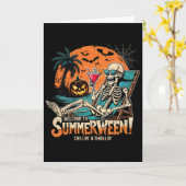 Carte Summerween Skeleton Beach Halloween Art Tropical (Fleur jaune)
