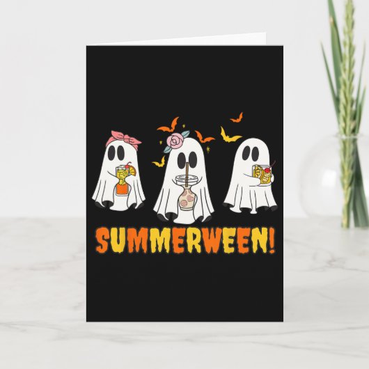 Carte Summerween Skeleton Ghost Beach Party Halloween Vi (Devant)