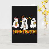 Carte Summerween Skeleton Ghost Beach Party Halloween Vi (Fleur jaune)