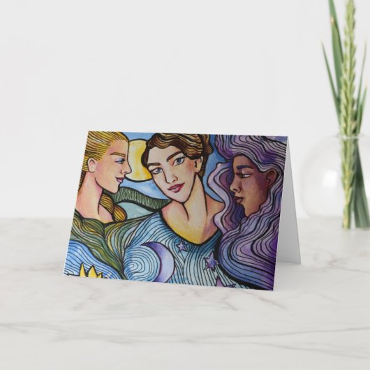 Carte Sun Moon Stars Art féminin (Devant)