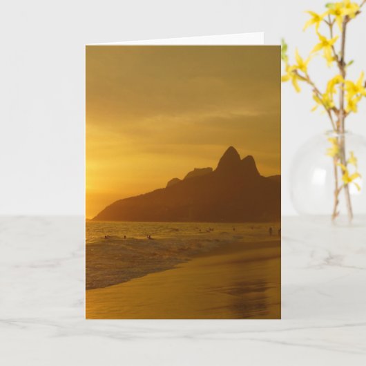Carte Sun Set à Ipanema Beach Brésil (Fleur jaune)