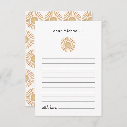 Carte Sun Sunshine 1er Anniversaire Heure Capsule (Devant / Derrière)