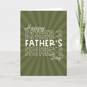 Carte Sunburst Retro Fête des pères Camo Green