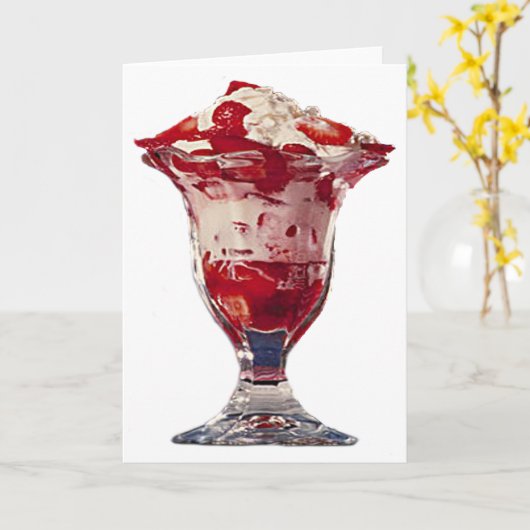 Carte Sundae aux fraises (Fleur jaune)