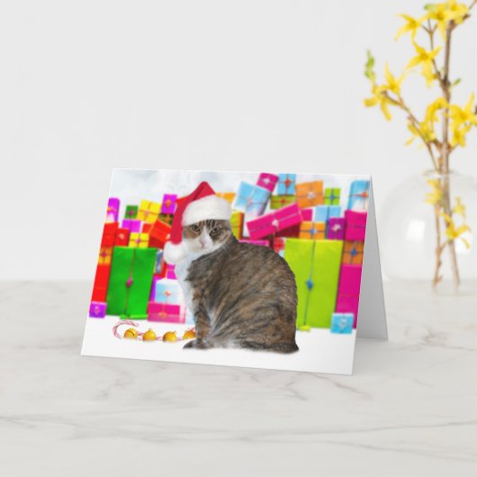 Carte Sundae, le chat de Noël (Fleur jaune)