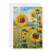 Carte Sunflower A Note Chevée