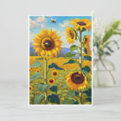 Carte Sunflower A Note Chevée (Debout devant)