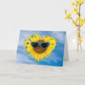 Carte Sunflower Anniversaire Coeur (Fleur jaune)