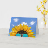 Carte Sunflower et lunettes de soleil à demi-anniversair (Fleur jaune)