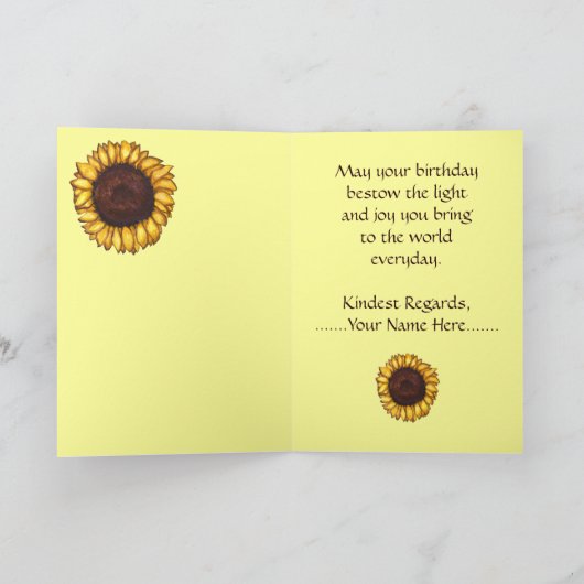Carte Sunflower Fleur Jaune Carte Anniversaire (Intérieur)