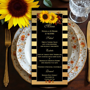 Carte Sunflower Gold Mariage ou Thanksgiving Menu 