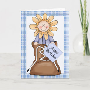 Carte Sunflower Kids (boot) voeux d'anniversaire