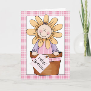 Carte Sunflower Kids (pot) Voeux d'anniversaire