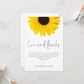Carte Sunflower Mariage Love Thanks (Devant/Arrière en situation)