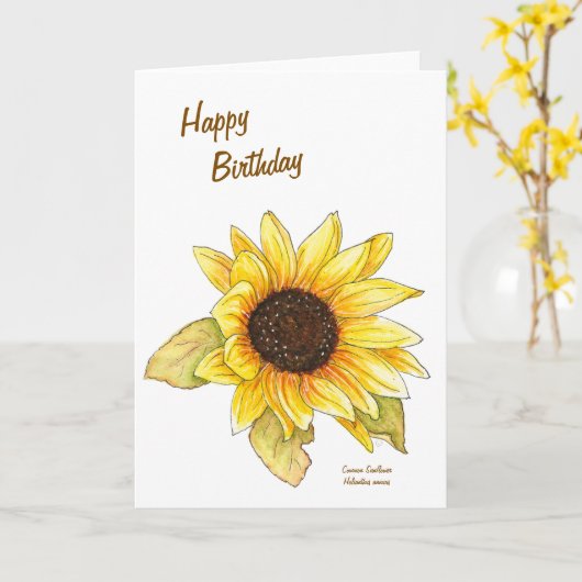 Carte Sunflower watercolor customizable greeting card (Fleur jaune)