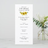 Carte Sunflower white rose watercolor wedding Flat Card (Debout devant)