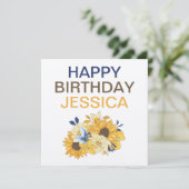 Carte Sunflowers Bouquet Feuille heureux Anniversaire No (Debout devant)