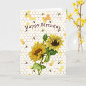 Carte Sunflowers Yellow Gold Honeycomb Bees Anniversaire (Fleur jaune)