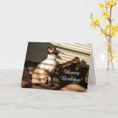 Carte Sunlight Shadows Siamese Chat (Fleur jaune)