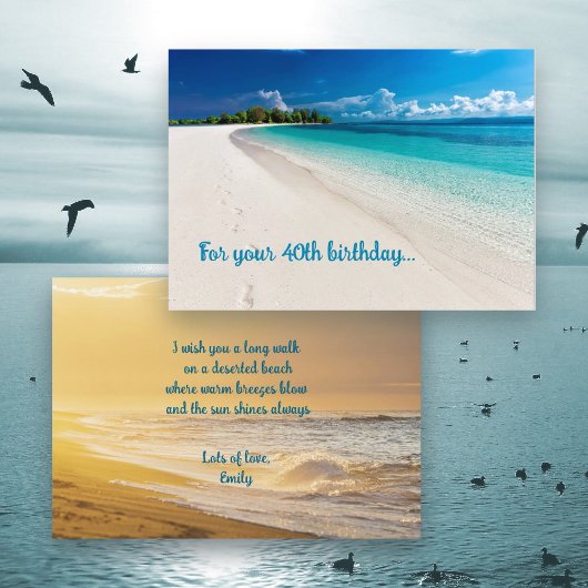 Carte Sunny Beach Birthday Wishes Flat Greeting Card