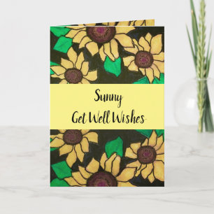 Carte Sunny Obtenir de bons souhaits Fleurs de soleil br