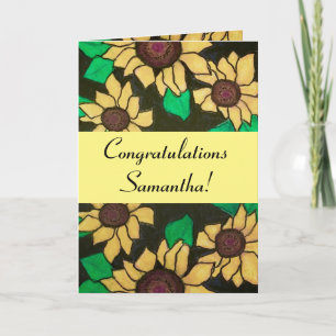 Carte Sunny Sunflower Félicitations pour le diplôme Jaun