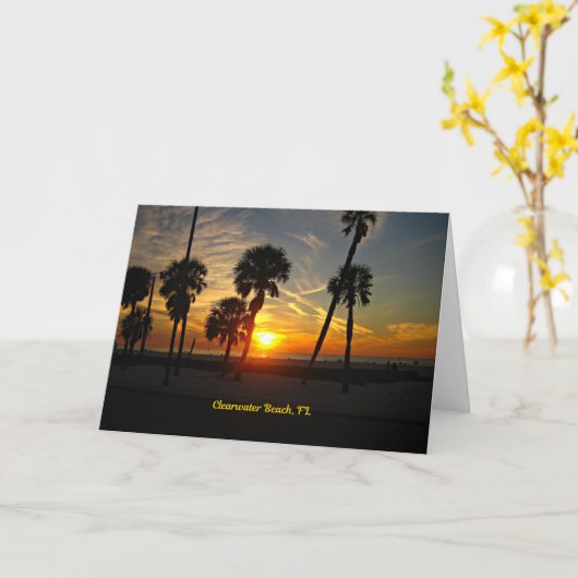Carte Sunset de Clearwater Beach (Fleur jaune)