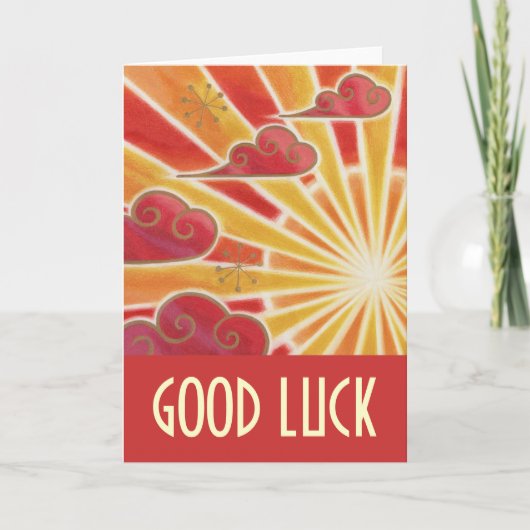 Carte Sunset 'Good Luck' rouge (Devant)