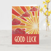 Carte Sunset 'Good Luck' rouge (Fleur jaune)