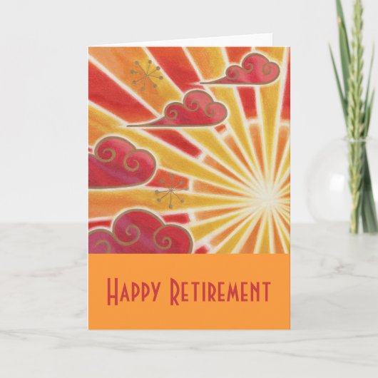 Carte Sunset 'Happy Retirement' orange (Devant)