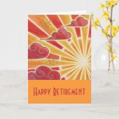 Carte Sunset 'Happy Retirement' orange (Fleur jaune)