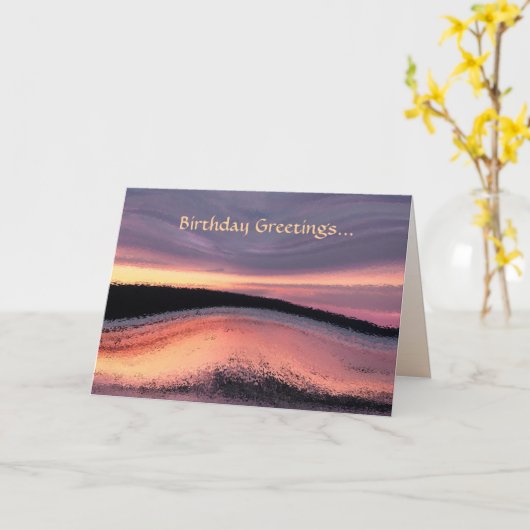 Carte Sunset Ocean Wave Anniversaire Abstrait (Fleur jaune)