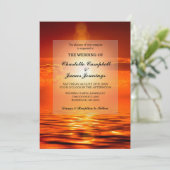 Carte Sunset Orange Golden Sky Sea Gold Wedding Invitati (Debout devant)