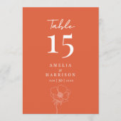 Carte Sunset Orange Mariage élégant 5x7 Numéro de tablea (Devant)