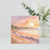 Carte Sunset plage | Belle aquarelle peinture (Debout devant)