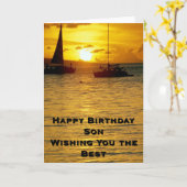 Carte Sunset Ships Joyeux Fils d'anniversaire (Fleur jaune)