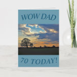 Carte Sunset Sky 70th Birthday Card pour papa<br><div class="desc">Un beau ciel de coucher de soleil et un arbre d'hiver nu font une belle image pour cette carte de 70ème anniversaire pour papa.  Le texte peut facilement être personnalisé.</div>