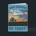 Carte Sunset Sky 80th Birthday Card pour Grand-père<br><div class="desc">Un beau ciel de coucher de soleil et un arbre d'hiver nu font une belle image pour cette carte de 80ème anniversaire pour Grand-père. Le texte peut facilement être personnalisé.</div>