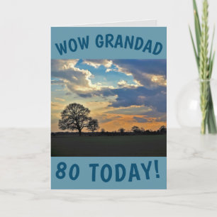 Carte Sunset Sky 80th Birthday Card pour Grand-père