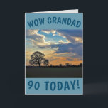 Carte Sunset Sky 90th Birthday Card pour Grand-père<br><div class="desc">Un beau ciel de coucher de soleil et un arbre d'hiver nu font une belle image pour cette carte de 90ème anniversaire pour Grand-père.  Le texte peut facilement être personnalisé.</div>