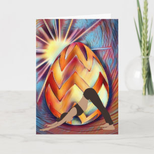 Carte Sunshine Oeuf de Pâques, Yoga Girl Joyeux Annivers